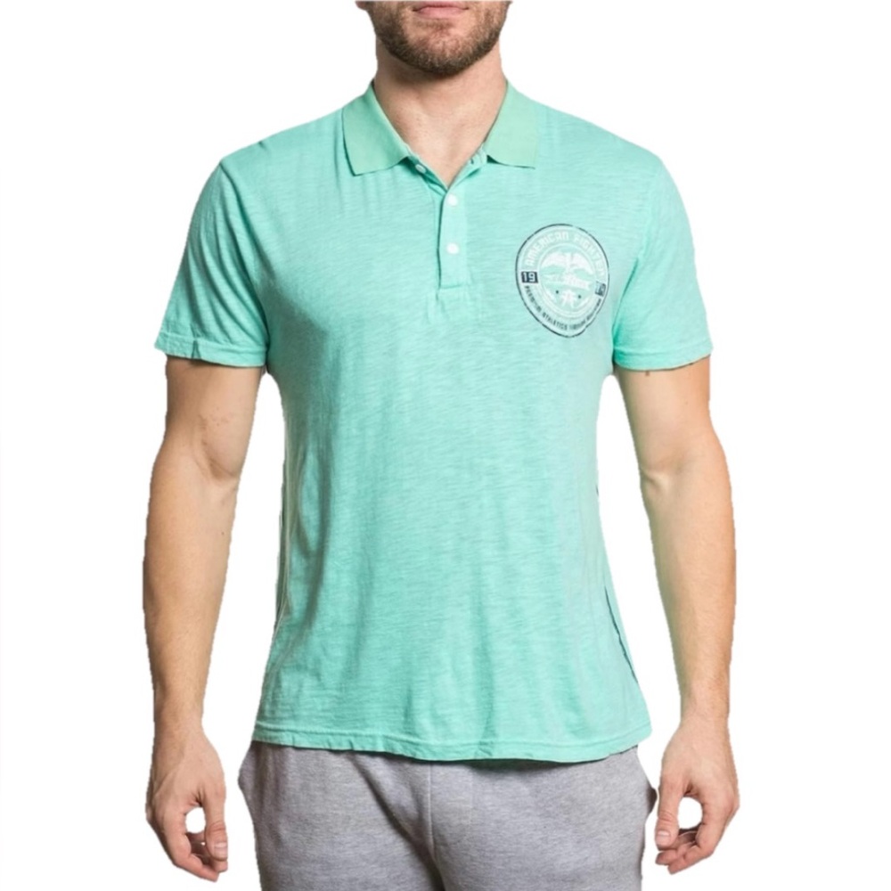 American Fighter Men's Polo Shirt Indian River Mint Green Blueish Size XL